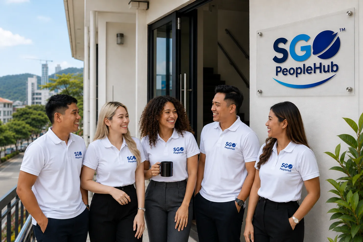 SGO PeopleHub dedicated offshore team standing together at the SGO office in the Philippines