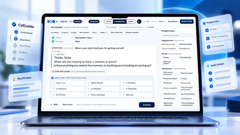 SGO Call Caddie, guided sales call software with branching script and objection answers